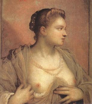 雅格佈 羅佈斯提 丁托列托 Portrait of a Woman Revealing her Breasts